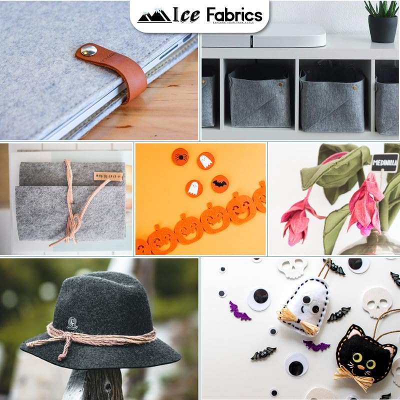 Ice Fabrics Craft Felt Fabric by The Yard - 72" Wide & 1.6mm Thick Acrylic Felt - Soft and Durable Charcoal Fabric for DIY Arts & Crafts, Decorations and More - Half Yard Charcoal - Image 3