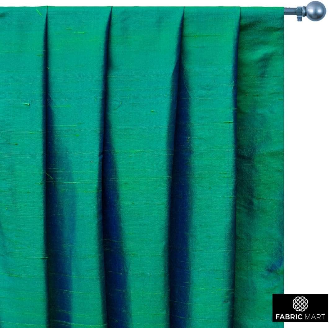 Fabric Mart Direct Peacock Silk Dupioni Fabric by The Yard, 1 Yard 41 inches Width Slubbed Dupioni Silk Solid Color Blue Combination Fabric, Wholesale Combination Upholstery for Curtains - Image 4
