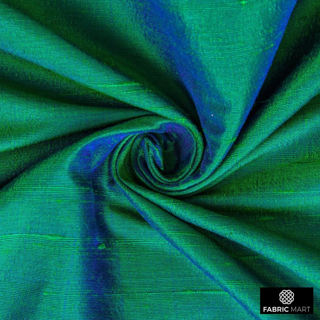 Fabric Mart Direct Peacock Silk Dupioni Fabric by The Yard, 1 Yard 41 inches Width Slubbed Dupioni Silk Solid Color Blue Combination Fabric, Wholesale Combination Upholstery for Curtains - Image 8