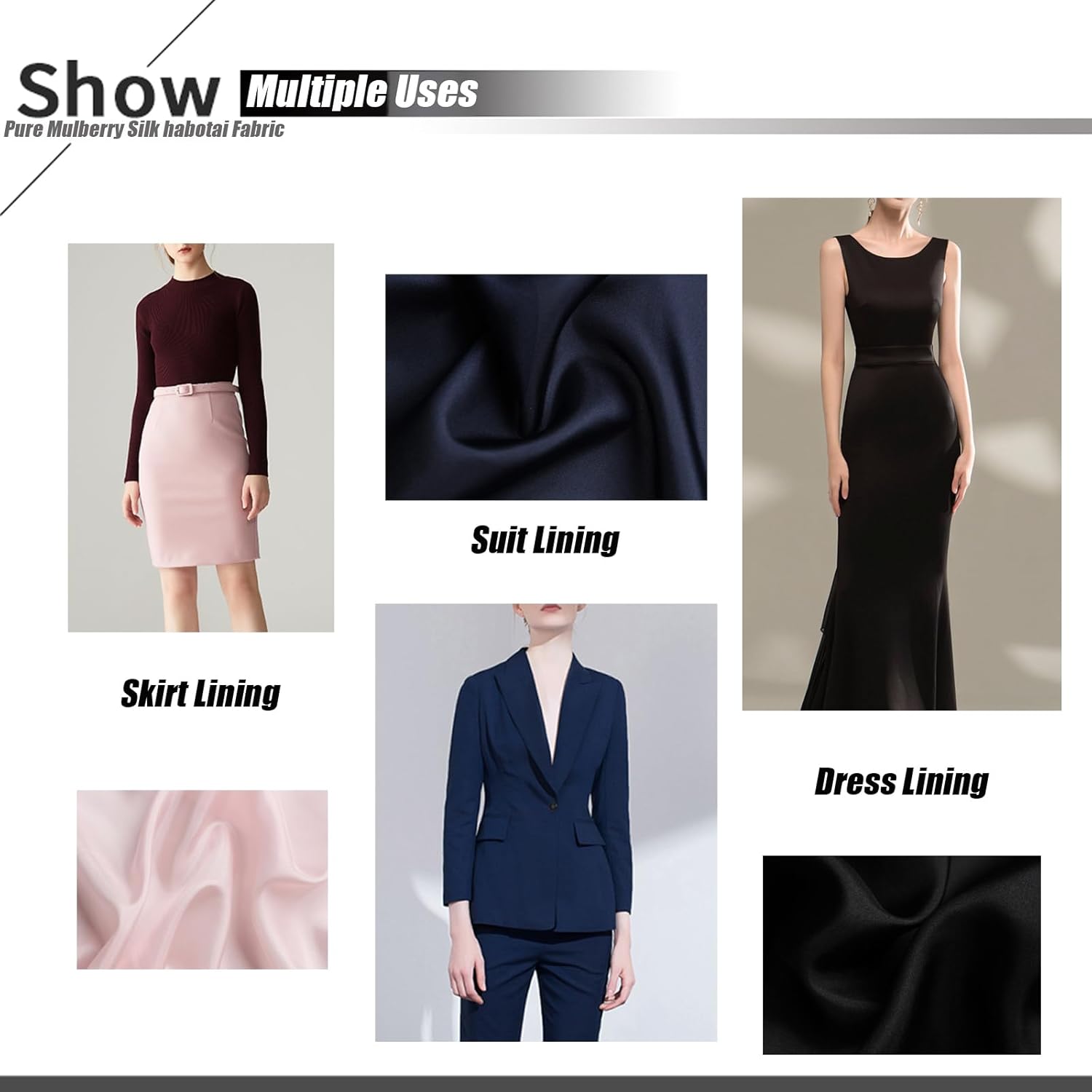 Byitre 8 m/m 100 Pure Mulberry Silk habotai Fabric - Fabric by 1 Yard - Solid Fabrics for Sewing Summer Dresses, Linings, Wedding Dresses, Crafts and DIY(Light White) - Image 4