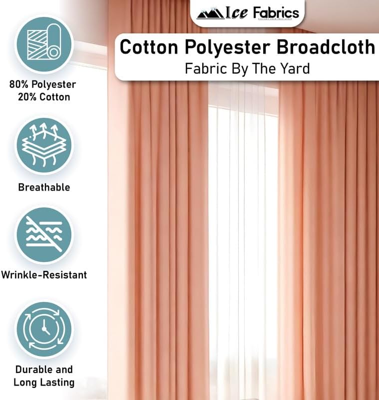 Alternative view of Ice Fabrics Cotton Polyester Broadcloth Fabric by The Yard - 60" Wide Soft & Breathable Broadcloth Fabric for Sewing - Perfect for Apparel, Bedding, Curtains and More - Black - 2 Yards