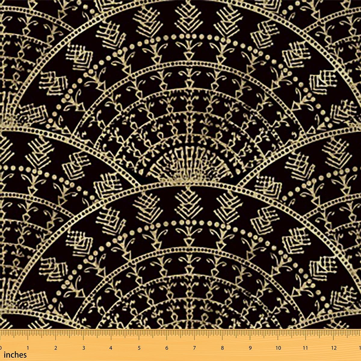 Boho Fabric by The Yard Bohemian Wavy Upholstery Fabric Rainbow Embroidered Waves Print Decorative Fabric Geometric Tribal Ethnic Colorful Abstract Polyester Indoor Outdoor Fabric, 1 Yard - Image 8