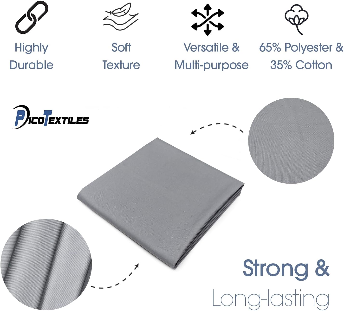 Alternative view of Pico Textiles 1 Yard Silver Poly Cotton Twill Fabric - 65% Polyester 35% Cotton - 60" Wide - Sold by The Yard - for Pants, Jackets, Skirts, Upholstery, and Work Uniforms