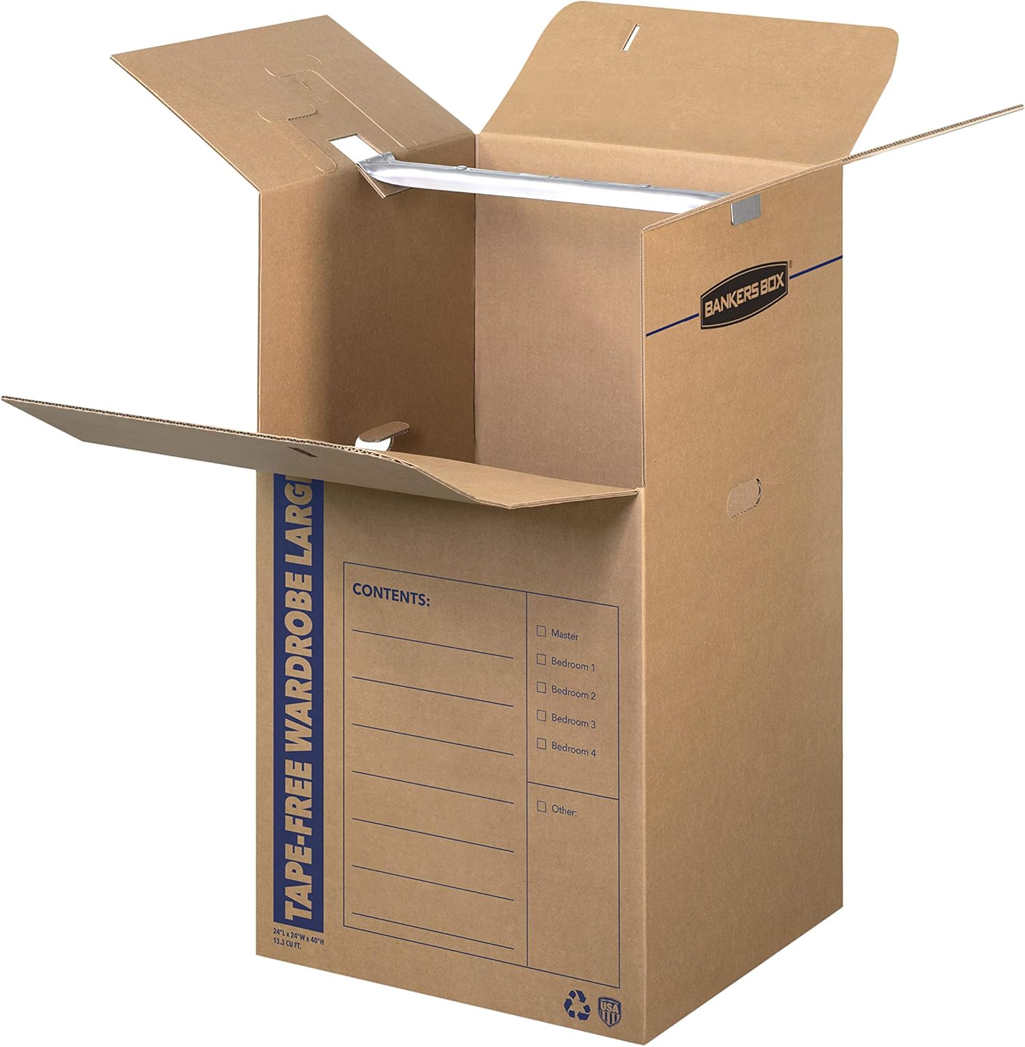 Alternative view of Bankers Box Tall Wardrobe Box 3 Pack, Tape-Free Design, 24" x 24"x 40"(7710501)