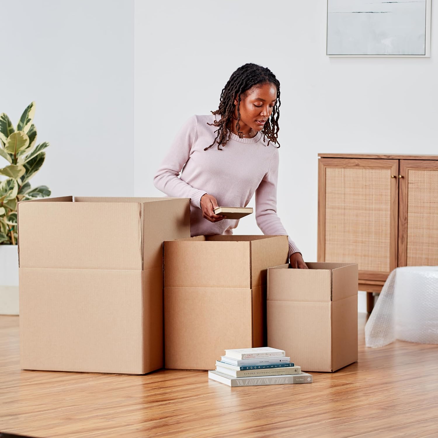 Amazon Basics Cardboard Moving Boxes - 6-Pack, Large, 20" x 20" x 15", Brown