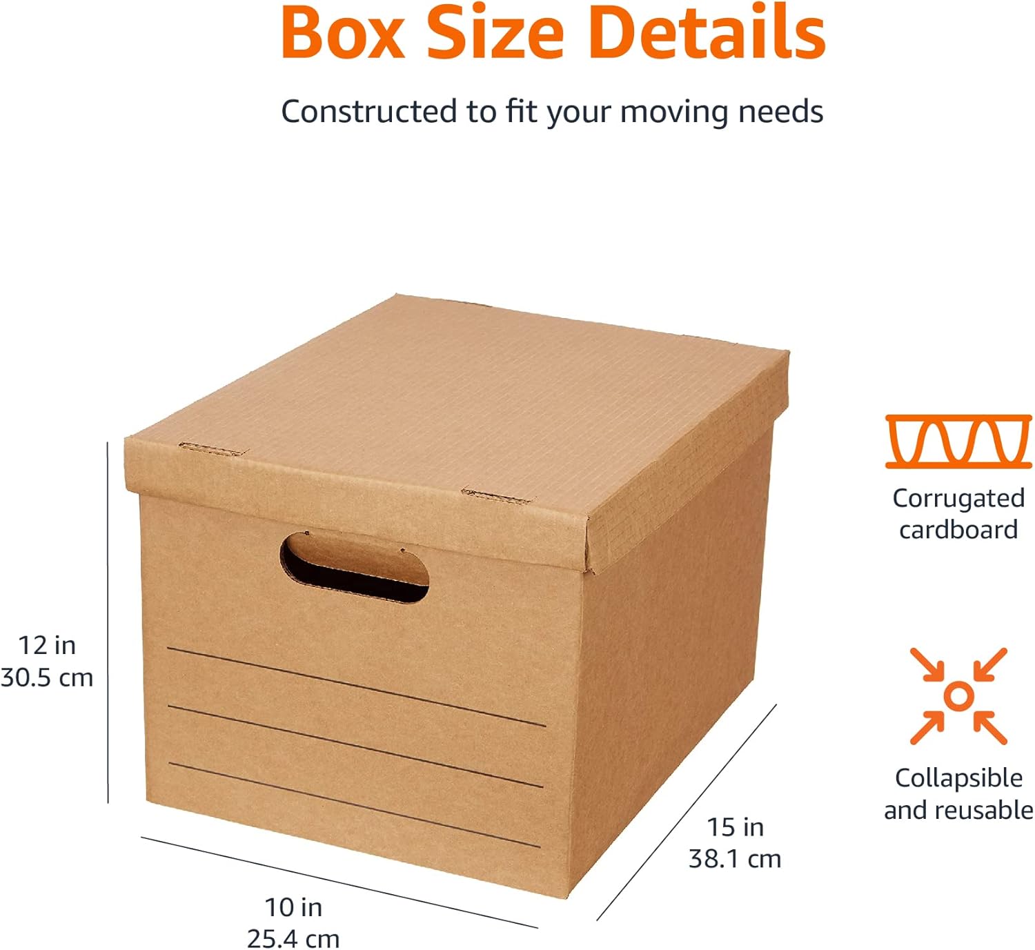 Alternative view of Amazon Basics Moving Boxes with Handles and Lids, 15x10x12 in, Brown, 20 Pack