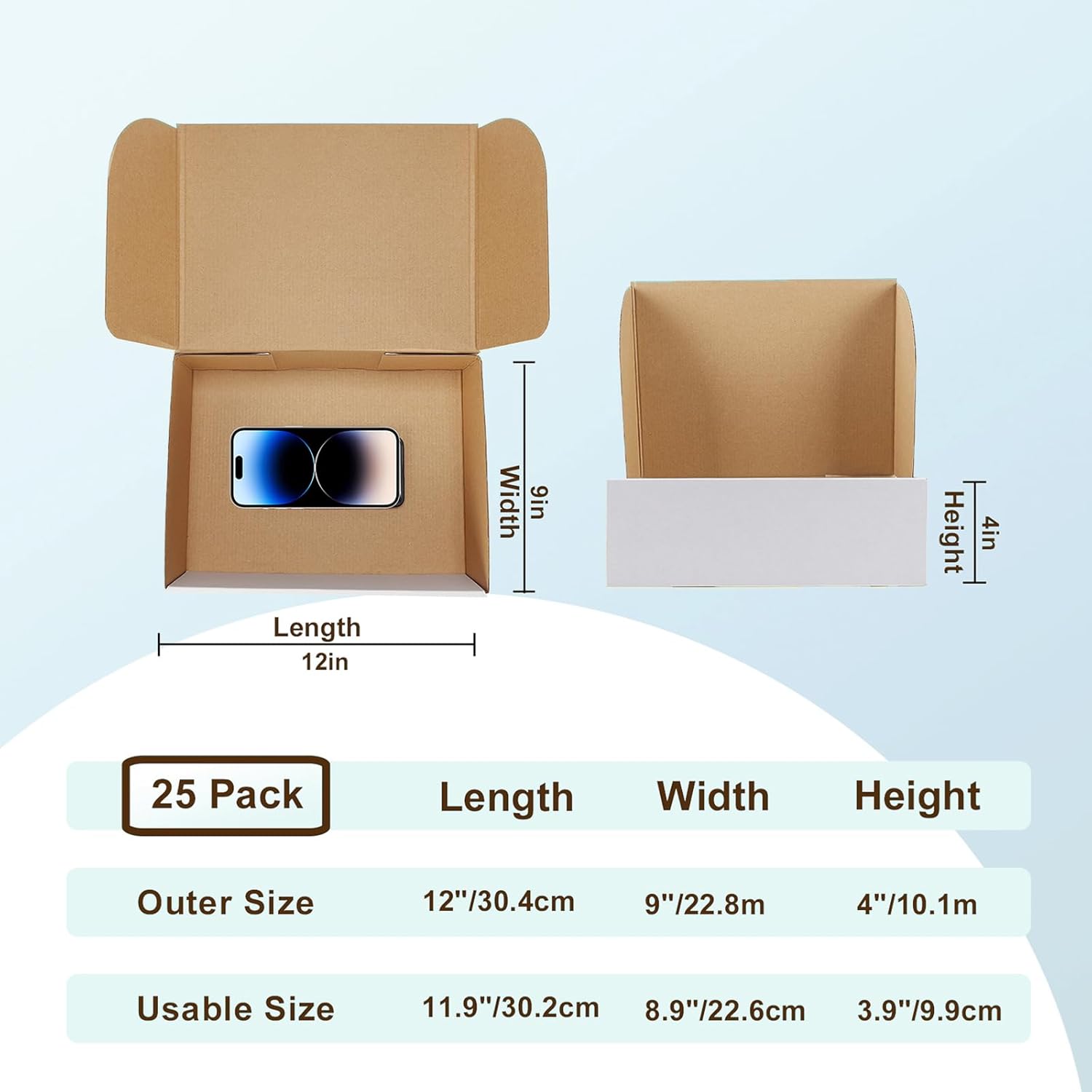 Alternative view of WIFTREY 12x9x4 Inches Shipping Boxes White Set of 25, 12 x 9 x 4 Corrugated Cardboard Box for Packaging Small Business, Moving, Literature Mailer