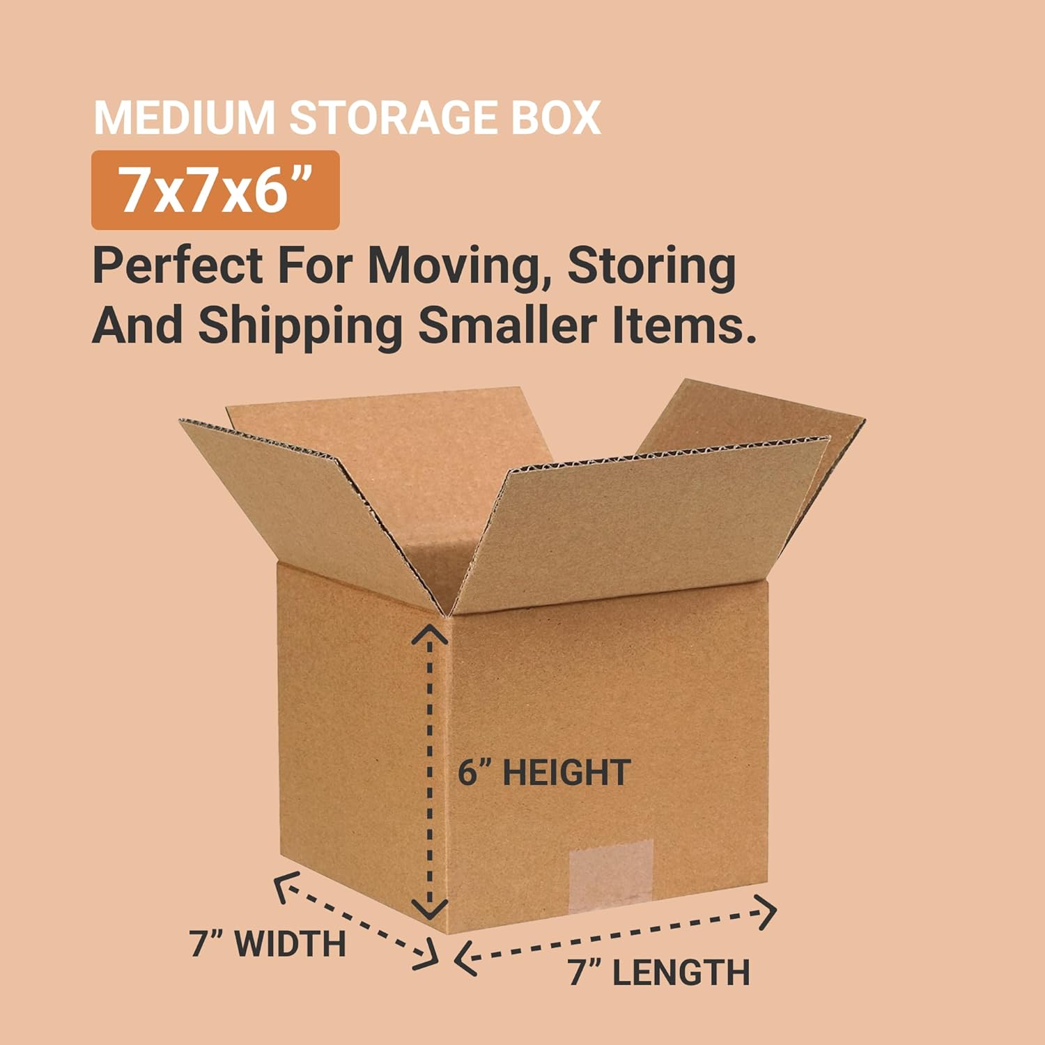 BOX USA Shipping Boxes Medium 7"L x 7"W x 6"H 25-Pack - Corrugated Cardboard Box for Moving, Mailing, Packing, Packaging and Storage