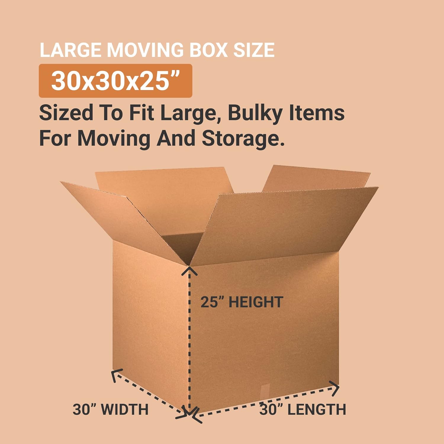 BOX USA Shipping Boxes Large 30"L x 30"W x 25"H 5-Pack - Corrugated Cardboard Box for Moving, Mailing, Packing, Packaging and Storage