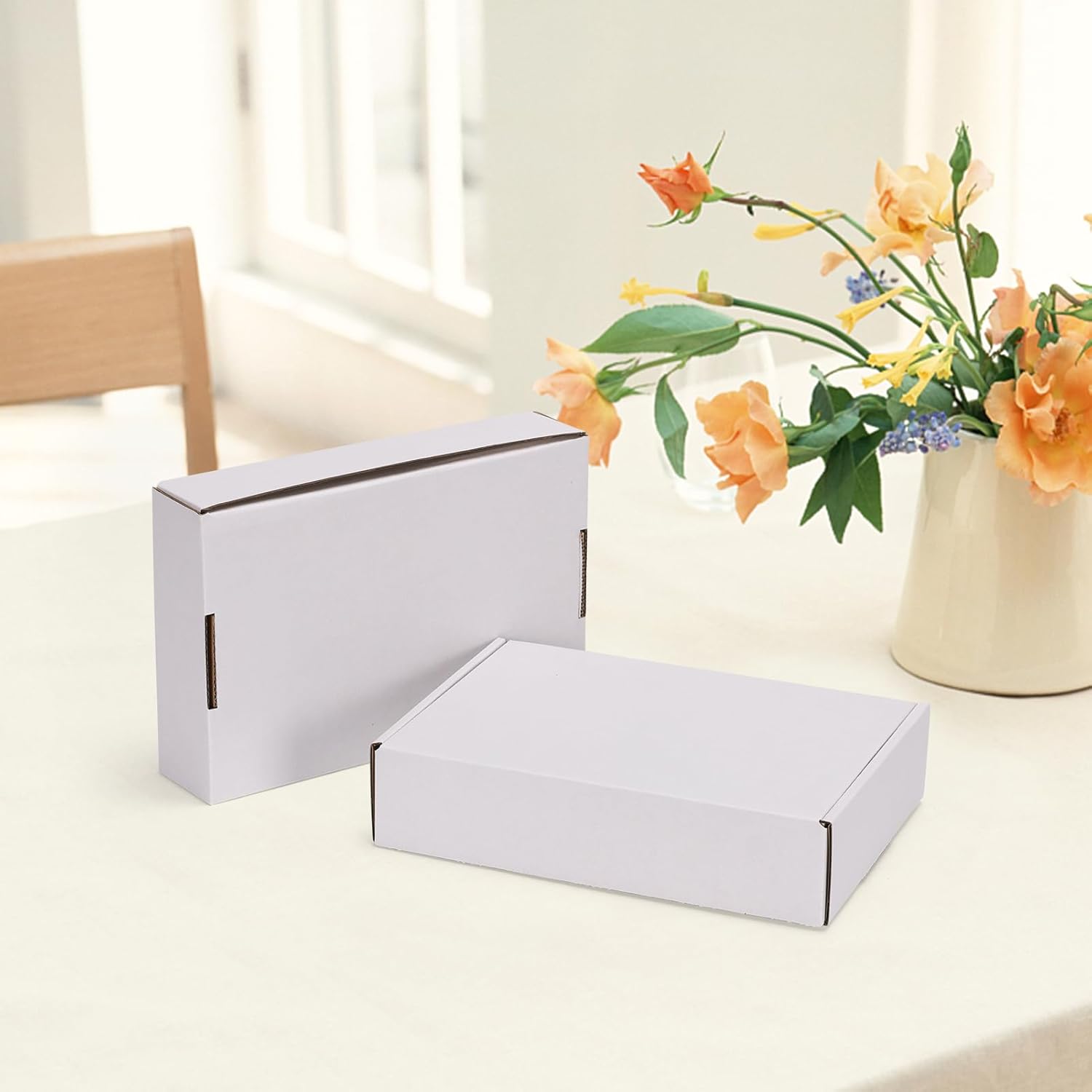 HORLIMER 9x6x2 Shipping Boxes Set of 30, White Corrugated Cardboard Mailer Box for Packing Small Business