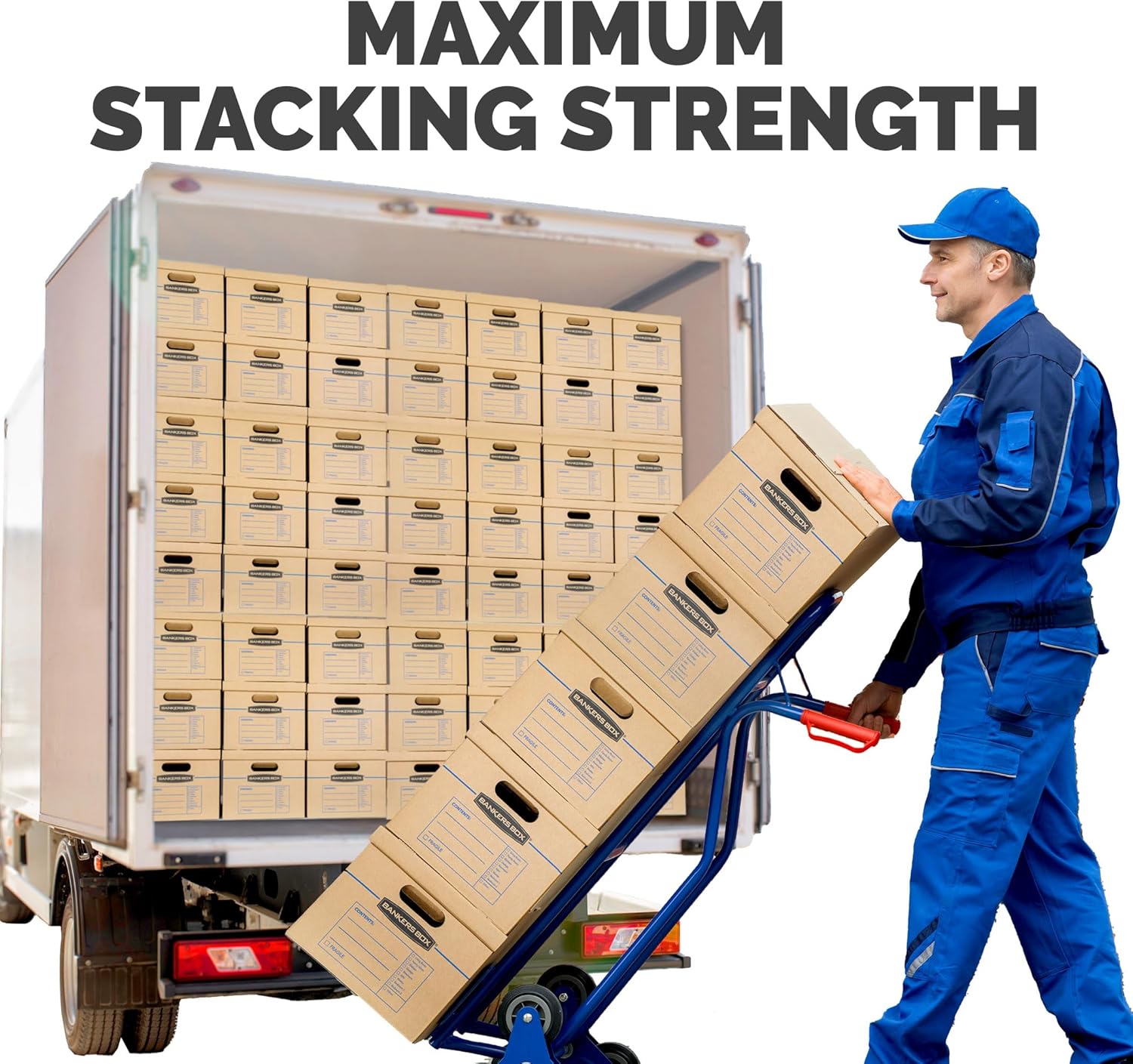 Alternative view of Bankers Box Small Classic Moving Box 10 Pack, Reinforced Handles, Tape-Free Assembly, Box with Lid, 15-in x 12-in x 10-in (7714901)