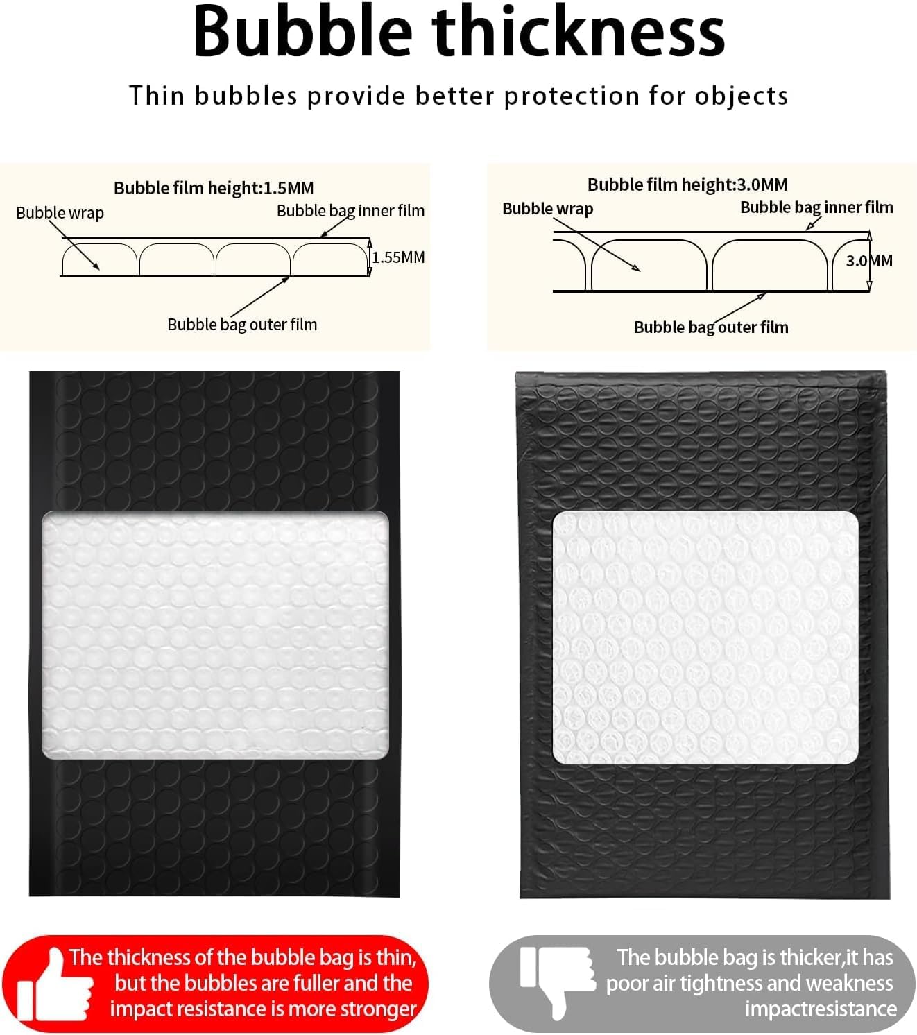 Alternative view of 52 Pack Bubble Mailers 4x8inch Padded Envelopes Thin Mailing Envelopes Waterproof Bubble Opaque Padded Mailers Self Seal Adhesive Shipping Bags for Mailing Jewelry Makeup Small Business