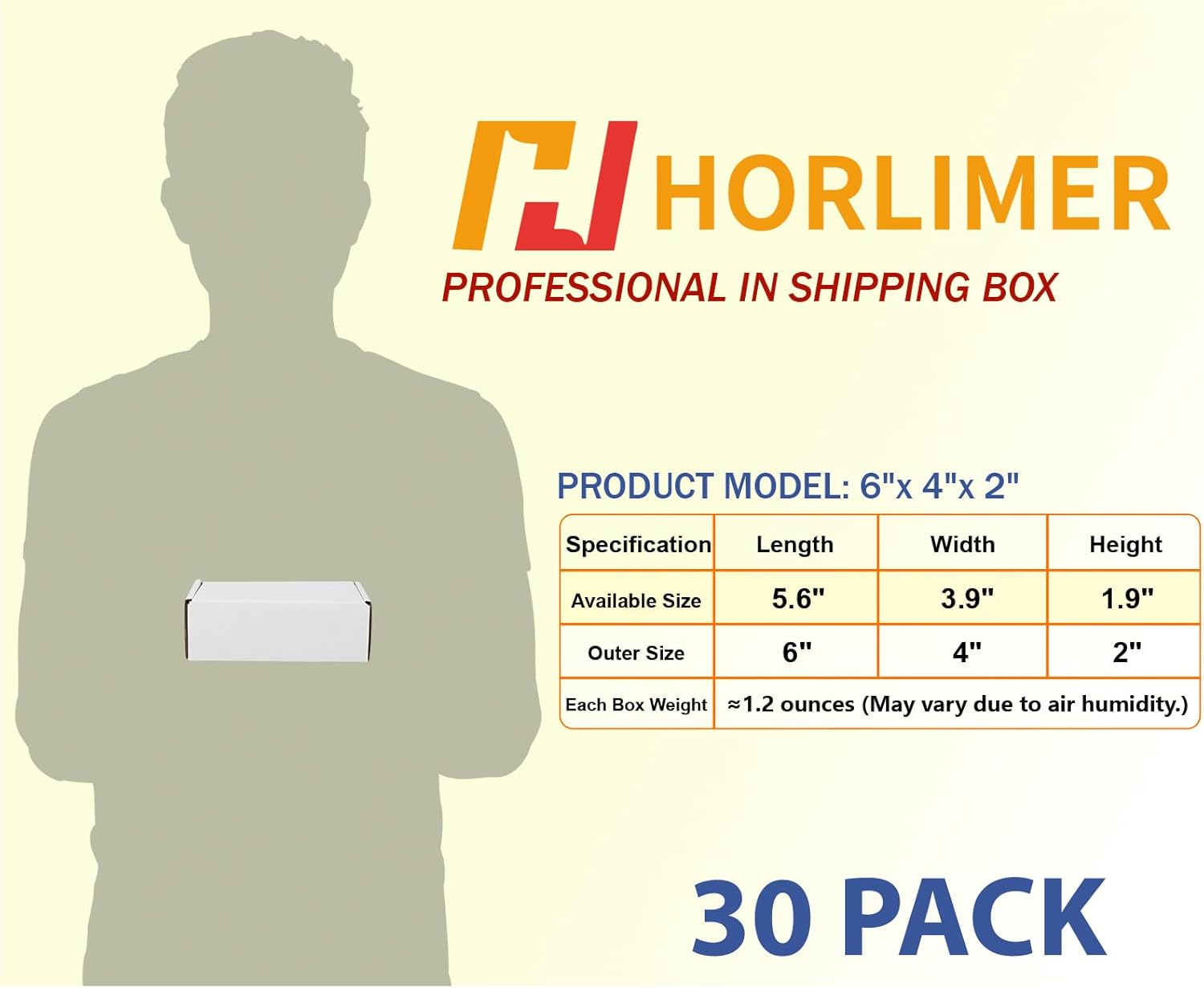 Alternative view of HORLIMER 6x4x2 Shipping Boxes Set of 30, White Corrugated Cardboard Mailer Box for Packing Small Business
