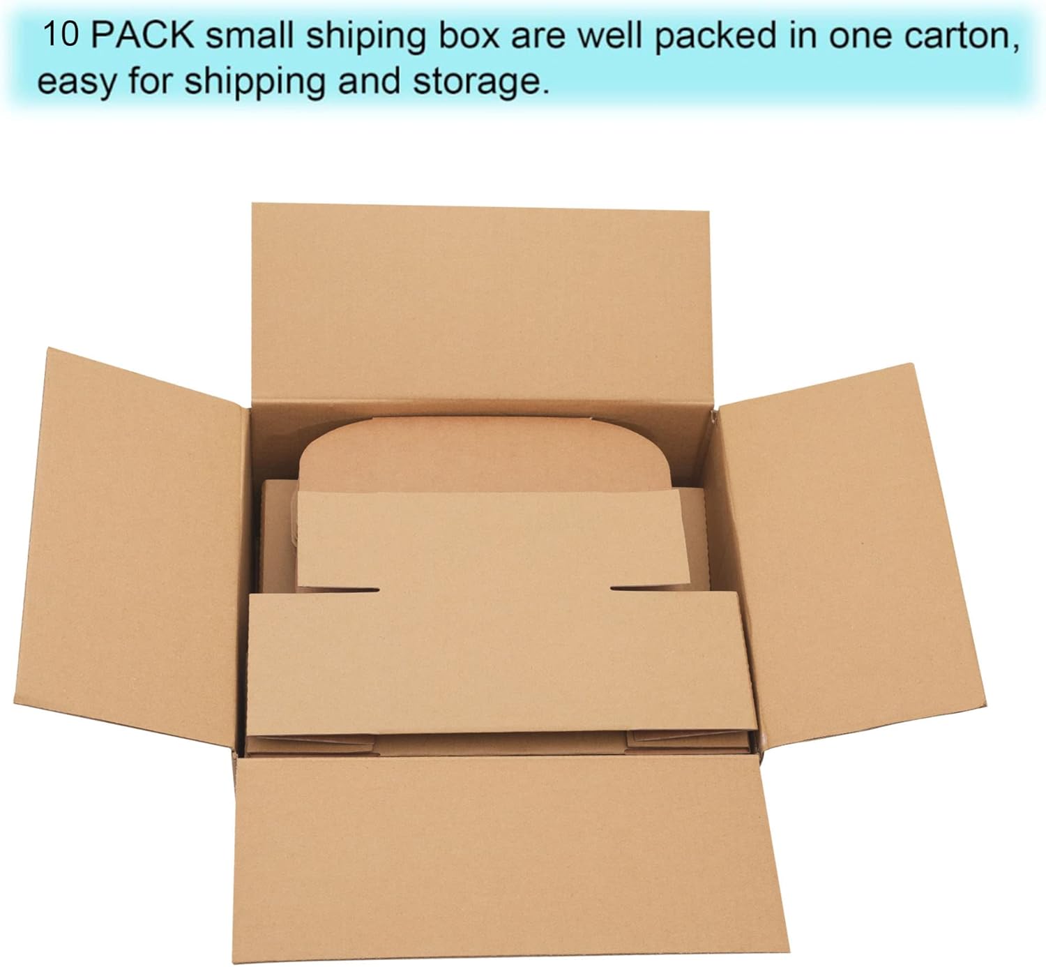 10 Pack Small Shipping Boxes 6x4x3'' Corrugated Small Cardboard Boxes for Shipping, Recyclable Packaging Boxes for Business, Mailer, Gift Packing, Crafts Packing, Jewelry Box, Brown - Image 4