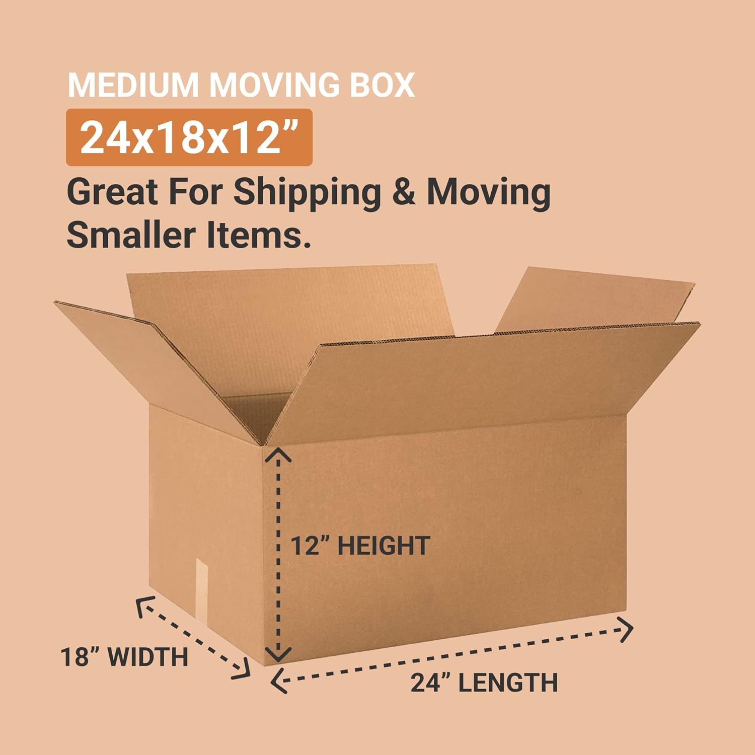BOX USA Double Wall Shipping Boxes Large 24"L x 18"W x 12"H 10-Pack - Corrugated Cardboard Box for Moving, Mailing, Packing, Packaging and Storage