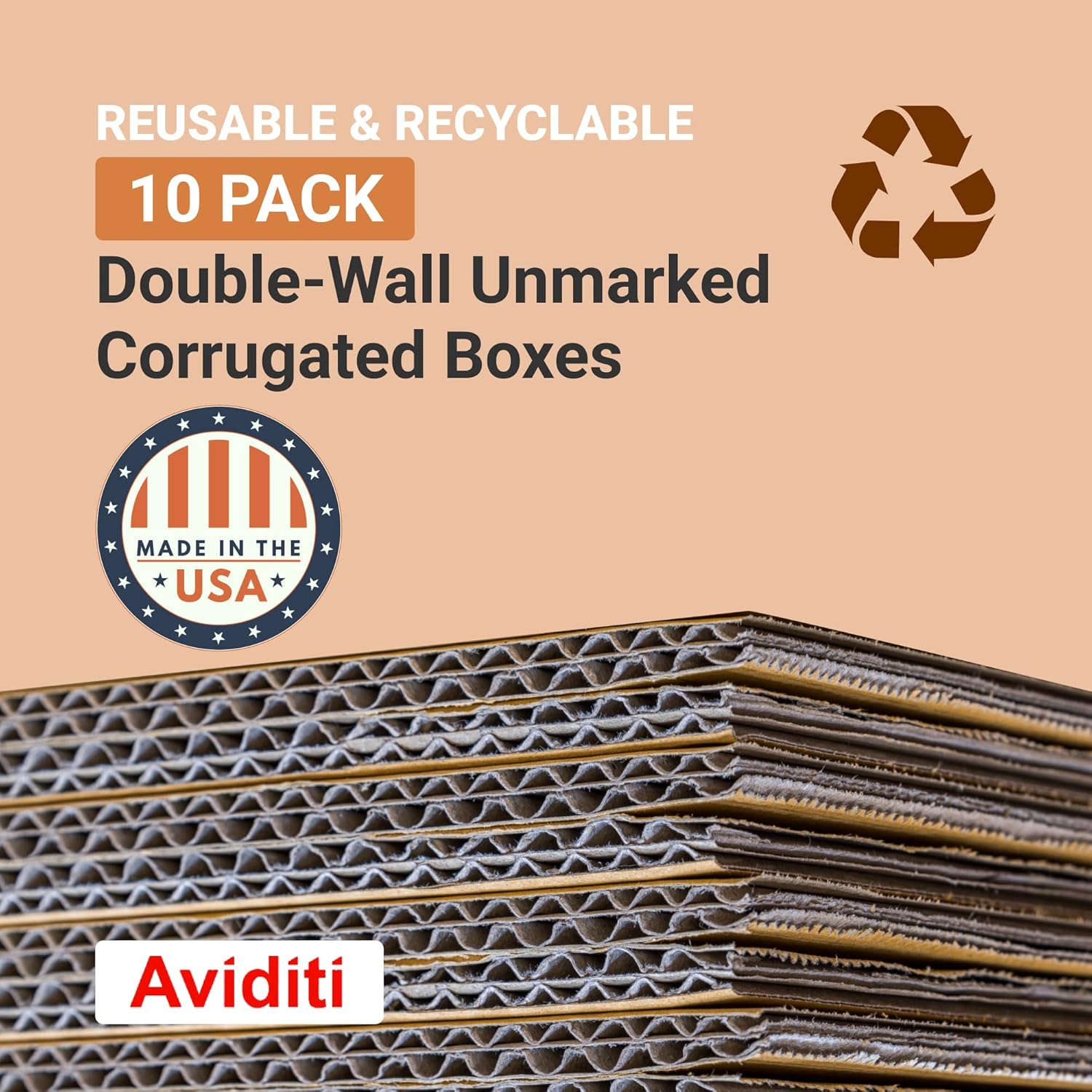 Alternative view of BOX USA Double Wall Shipping Boxes Large 24"L x 18"W x 12"H 10-Pack - Corrugated Cardboard Box for Moving, Mailing, Packing, Packaging and Storage