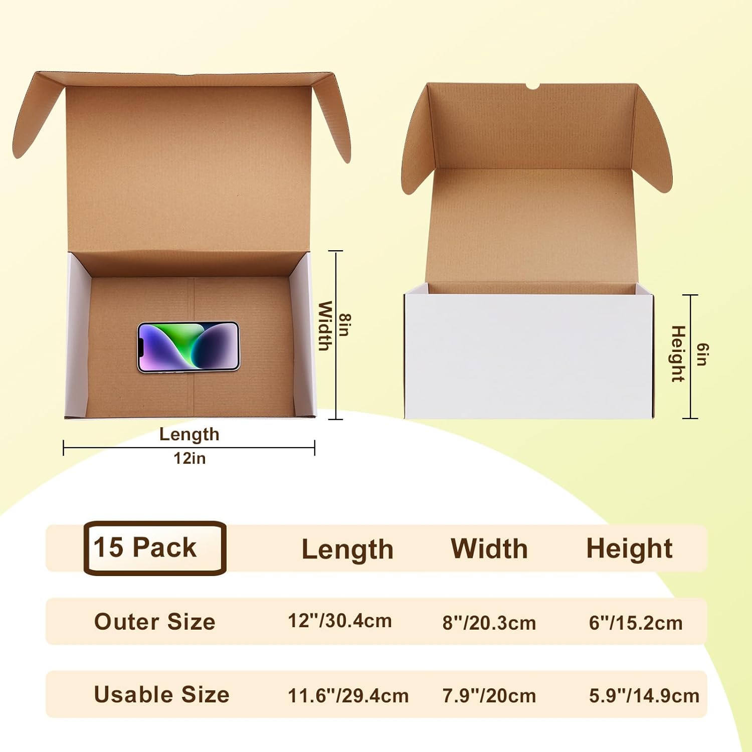 Alternative view of WIFTREY 12x8x6 inches White Shipping Boxes set of 15, 12 x 8 x 6 Corrugated Cardboard Boxes for Packaging Small Business, Moving, Mailing
