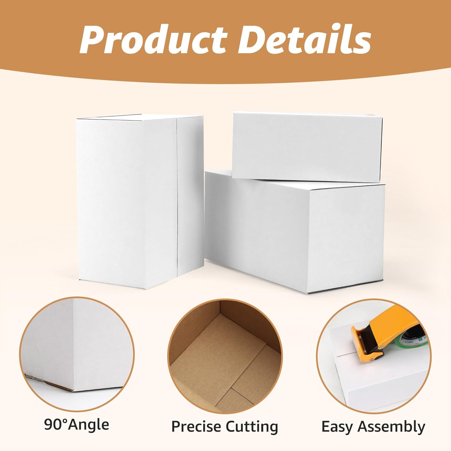 Alternative view of EXYGLO 30 Pack 9x6x4, 10x7x5, 11x6x6 Assorted Sizes Shipping Boxes for Small Business, Each Size 10 Pack, White Corrugated Cardboard Small Box for Packaging, Moving, Mailing, and Storing