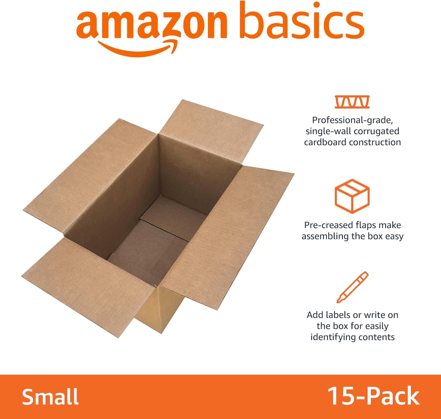 Alternative view of Amazon Basics Cardboard Moving Boxes, 15 Pack, Small, Brown, 16" x 10" x 10"