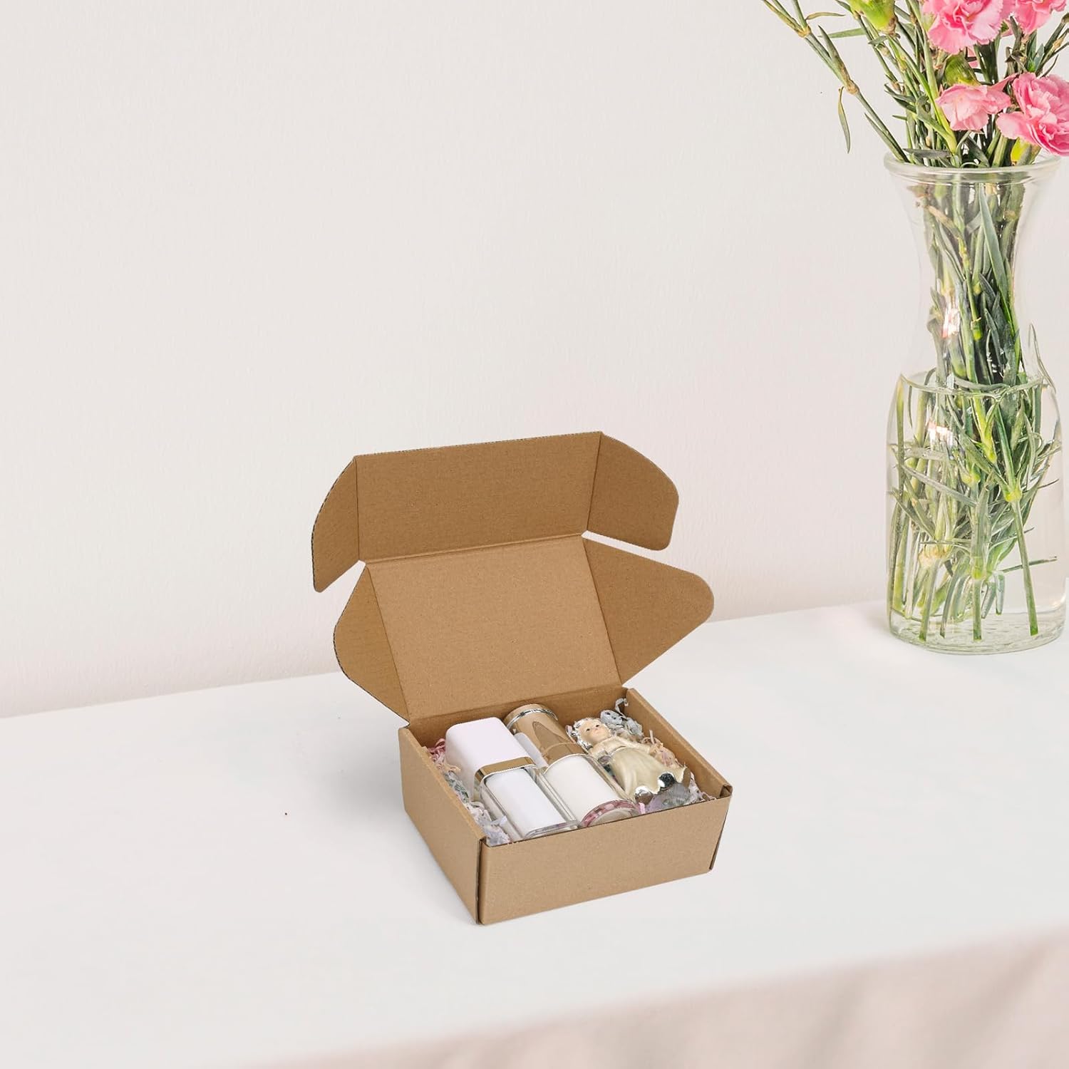 Serwrsw 6x4x3 inch Shipping Boxes Set of 6 Brown, Inner Size 5.6x3.6x2.6 inch Cardboard Box Mailers for Small Business Packaging Mailing or Gift Wrapping Giving