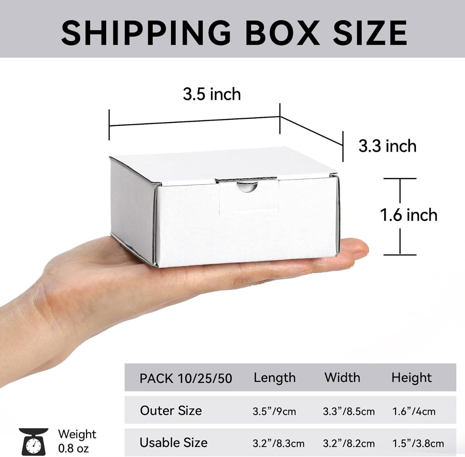Alternative view of LineKap Small Shipping Boxes 3.5x3.3x1.6 Inches, 25-Pack White Corrugated Cardboard Gift Boxes for Mailing, Packaging & Storage