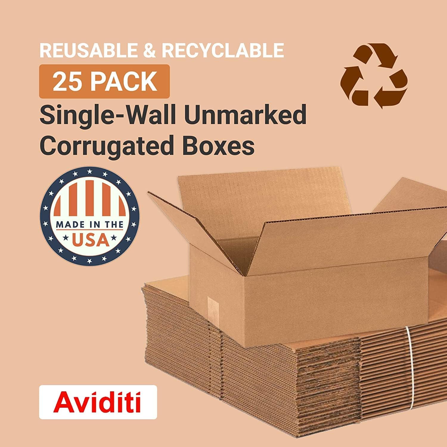 Alternative view of AVIDITI Shipping Boxes 12"L x 9"W x 4"H, 25-Pack | Small to Medium Corrugated Cardboard Box for Shoes, Moving, Mailing, Packing and Storage 12x9x4