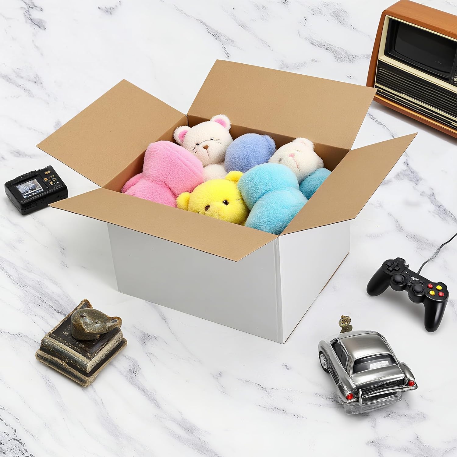 EXYGLO 15 Pack 12x10x8 Shipping Boxes for Small Business, White Corrugated Cardboard Small Box for Packaging, Moving, Mailing, and Storing