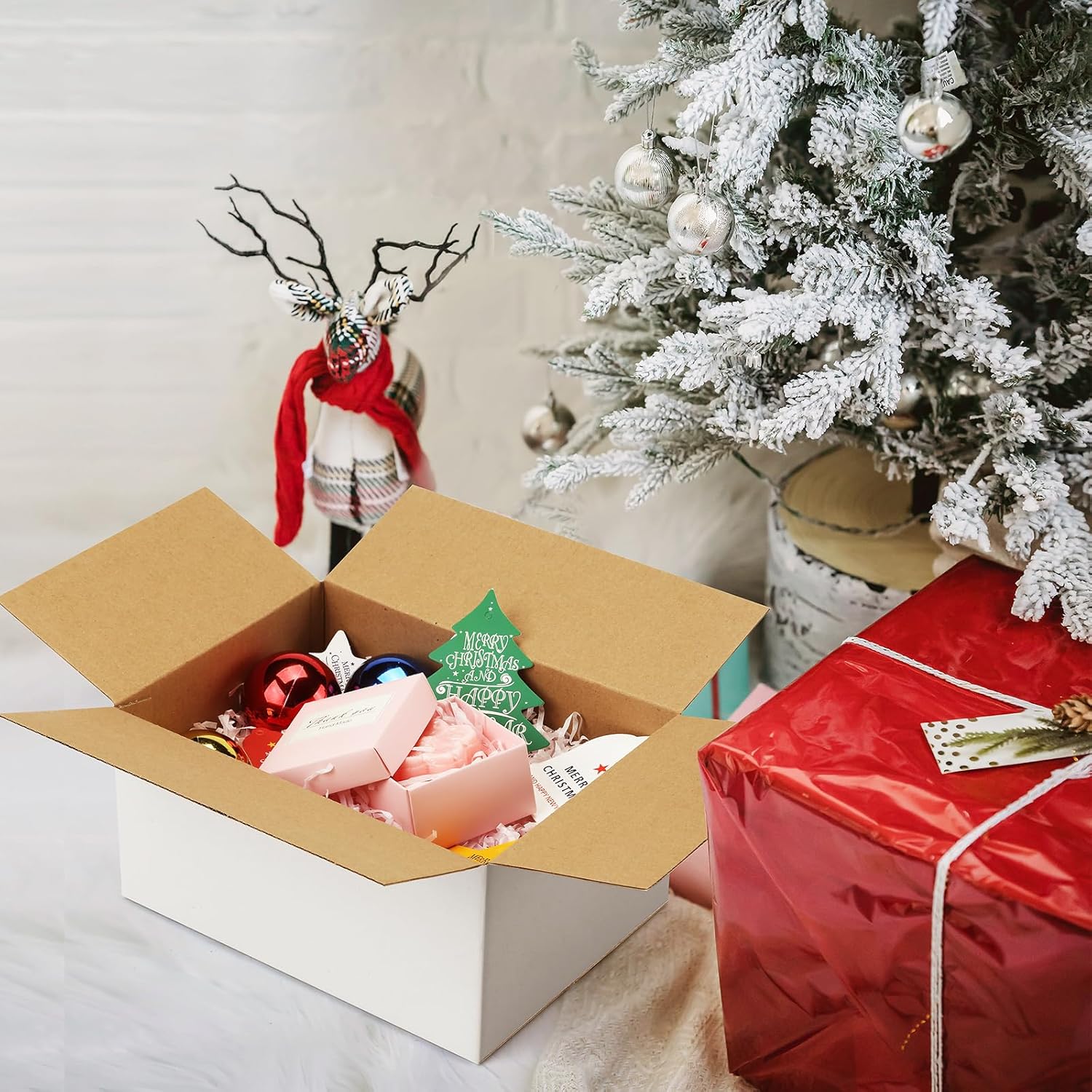 Famagic 10 Pack 8x6x4 Inch Small Shipping Boxes White Corrugated Cardboard Boxes Mailer for Small Business, Mailing Boxes for Packaging Bulk