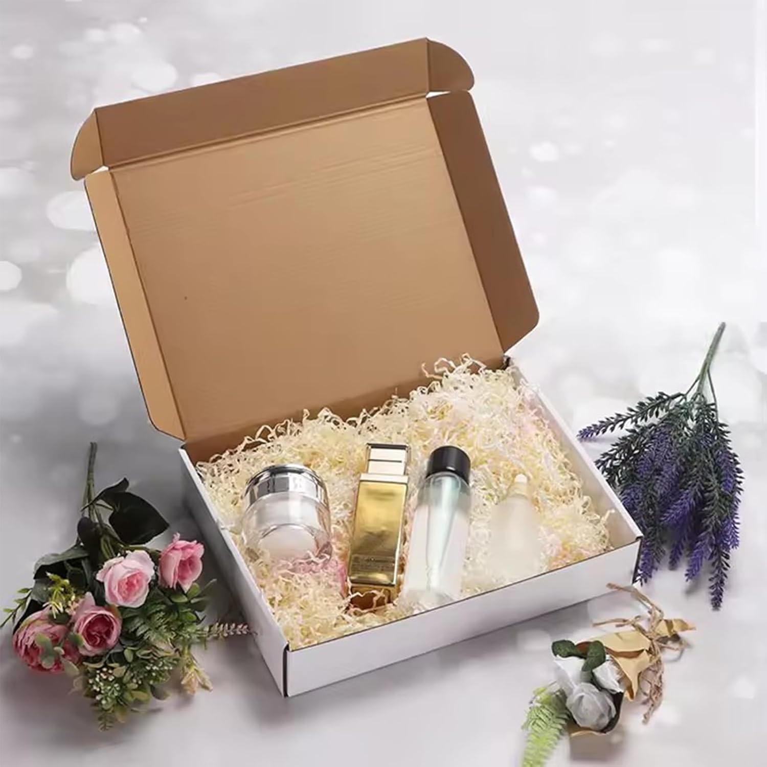 ZxeluPapr 50 Pack 7x5x2 Small Shipping Boxes, White Corrugated Cardboard Packaging Box for Small Business