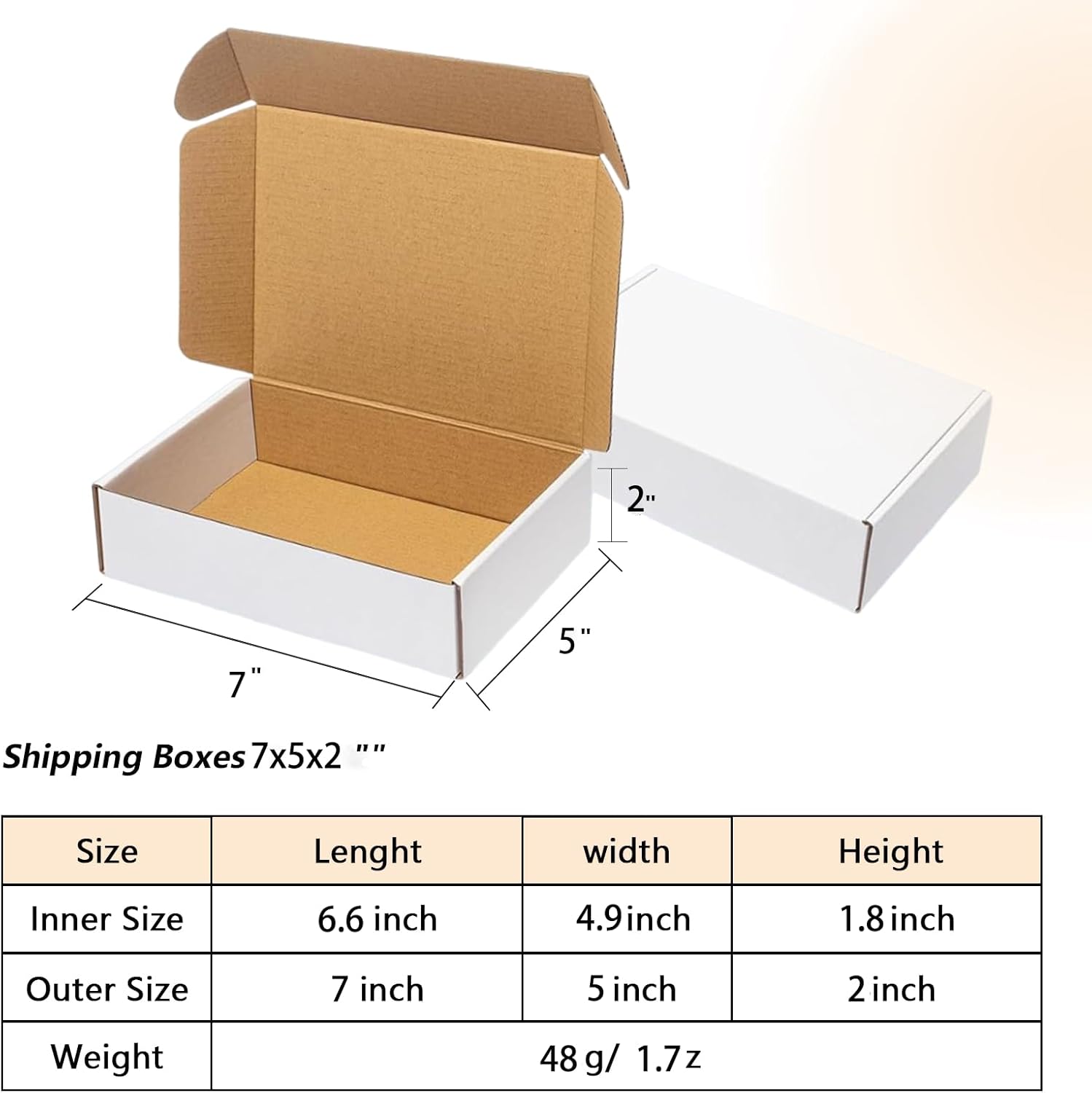 Alternative view of ZxeluPapr 50 Pack 7x5x2 Small Shipping Boxes, White Corrugated Cardboard Packaging Box for Small Business