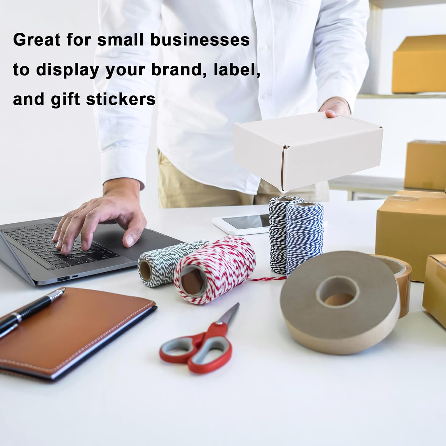 MEBRUDY 6x4x2 Inches Shipping Boxes Pack of 50, Small Corrugated Cardboard Box for Mailing Mailer Packing, White - Image 5