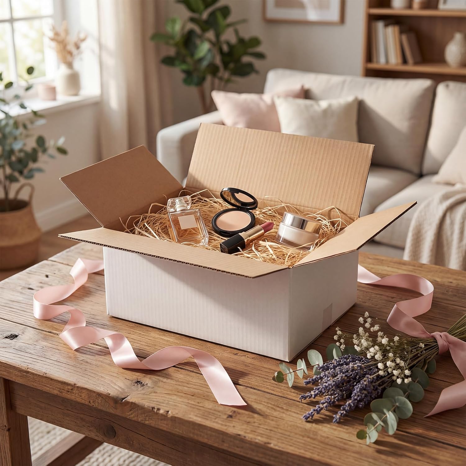 RLAVBL 9x6x4 Shipping Boxes Set of 40, White Corrugated Cardboard Box for Packing, Mailing, Business