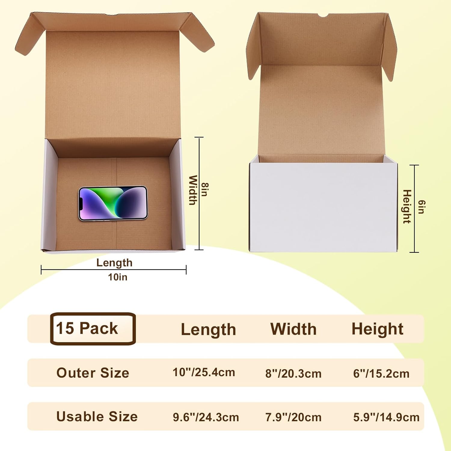 Alternative view of WIFTREY 10x8x6 inches Shipping Boxes White set of 15, 10 x 8 x 6 Corrugated Cardboard Boxes for Packaging Small Business, Moving, Mailing