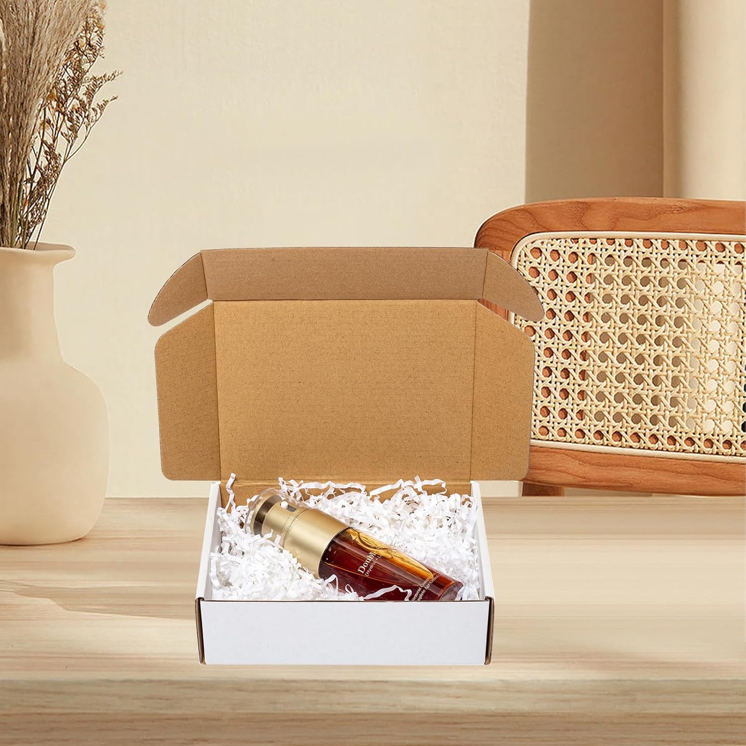 Wowxyz Shipping Boxes 7x5x2" 25 Pack - White Corrugated Cardboard Box Mailers for Small Business, Literature Mailer Box Packaging Supplies