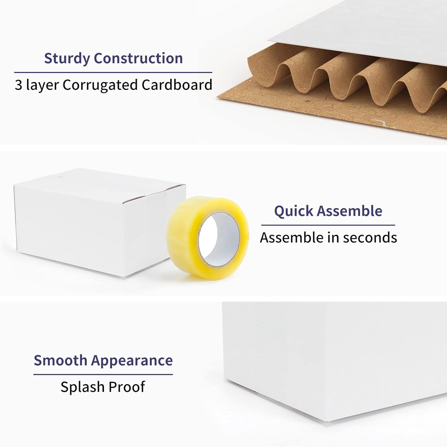 SPEPLA 40 Pack Small Shipping Boxes 8x6x4 Inches, White Corrugated Cardboard Mailing Box for Shipping, Packing, Business - Image 4