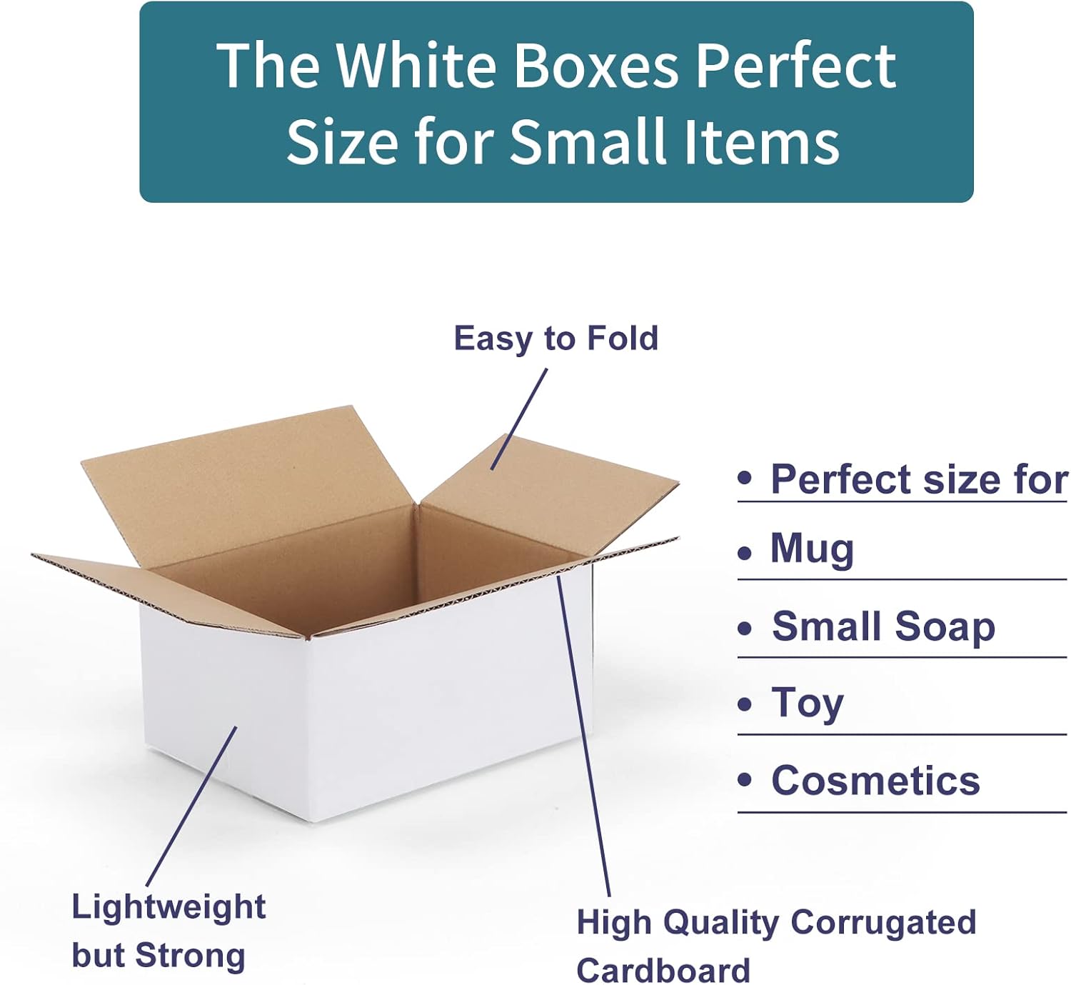 SPEPLA 40 Pack Small Shipping Boxes 8x6x4 Inches, White Corrugated Cardboard Mailing Box for Shipping, Packing, Business - Image 5
