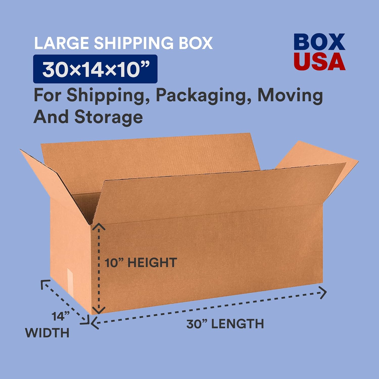 BOX USA 30x14x10 Corrugated Boxes, Large, 30L x 14W x 10H, Pack of 10 | Shipping, Packaging, Moving, Storage Box for Home or Business, Strong Wholesale Bulk Boxes