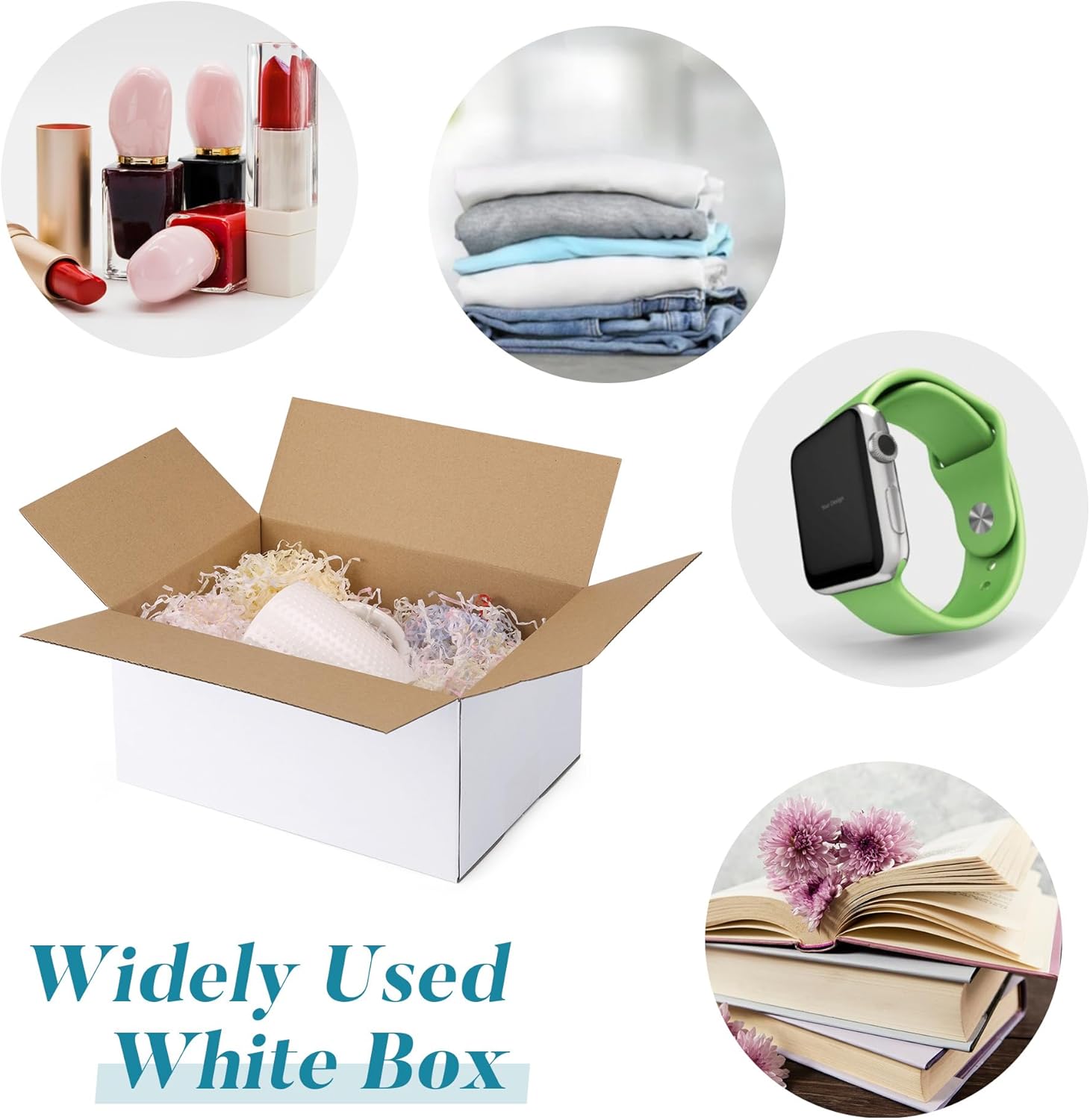 Alternative view of SPEPLA Shipping Boxes 10x7x5 Set of 6, White Corrugated Cardboard Box for Mailing Business Packaging