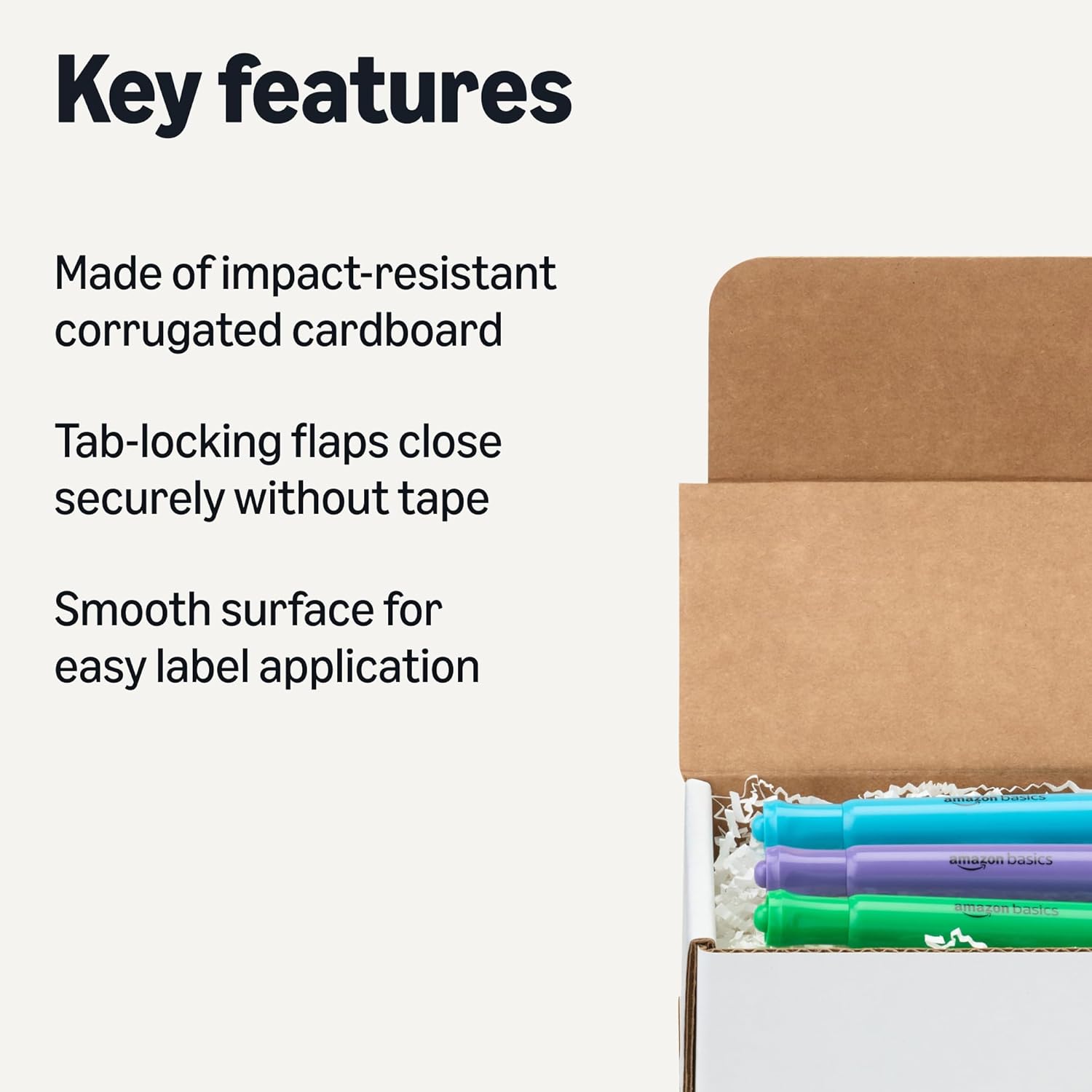 Alternative view of Amazon Basics Cardboard Shipping Boxes, Mailer Boxes, 50 Pack, White, 6" x 4" x 3"