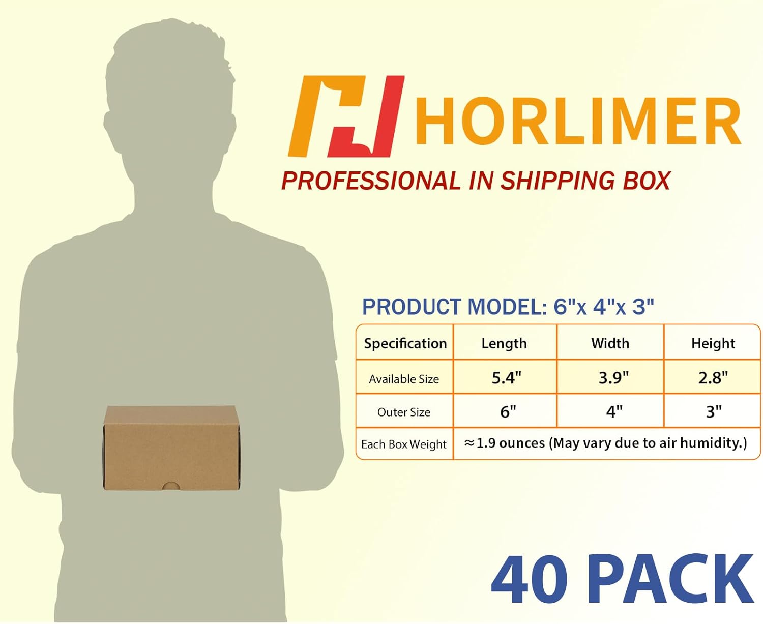 Alternative view of HORLIMER 6x4x3 inches Shipping Boxes Set of 40, Brown Corrugated Cardboard Box for Mailing, Packaging, Small Business