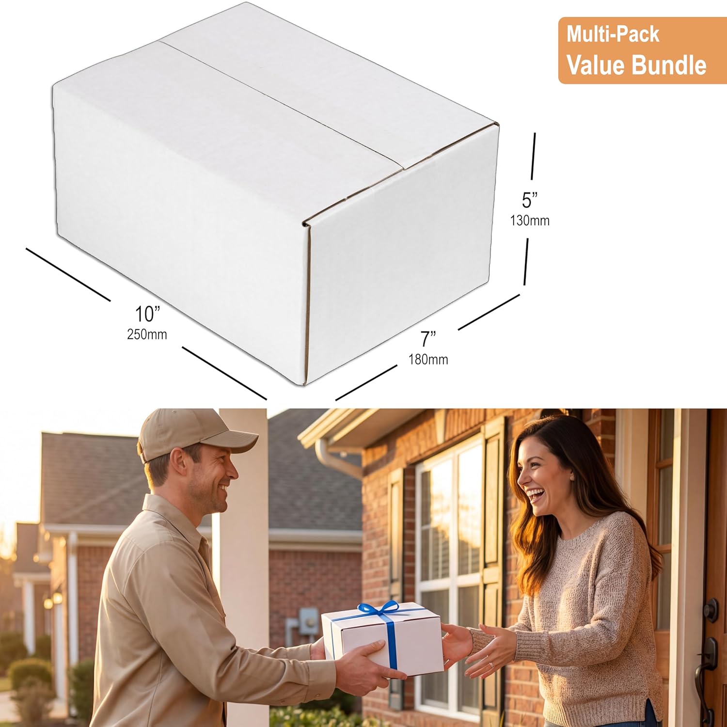 10 Pack 10x7x5 White Cardboard Shipping Boxes, Medium Mailing Boxes For Small Business for Packing, Moving and Storage