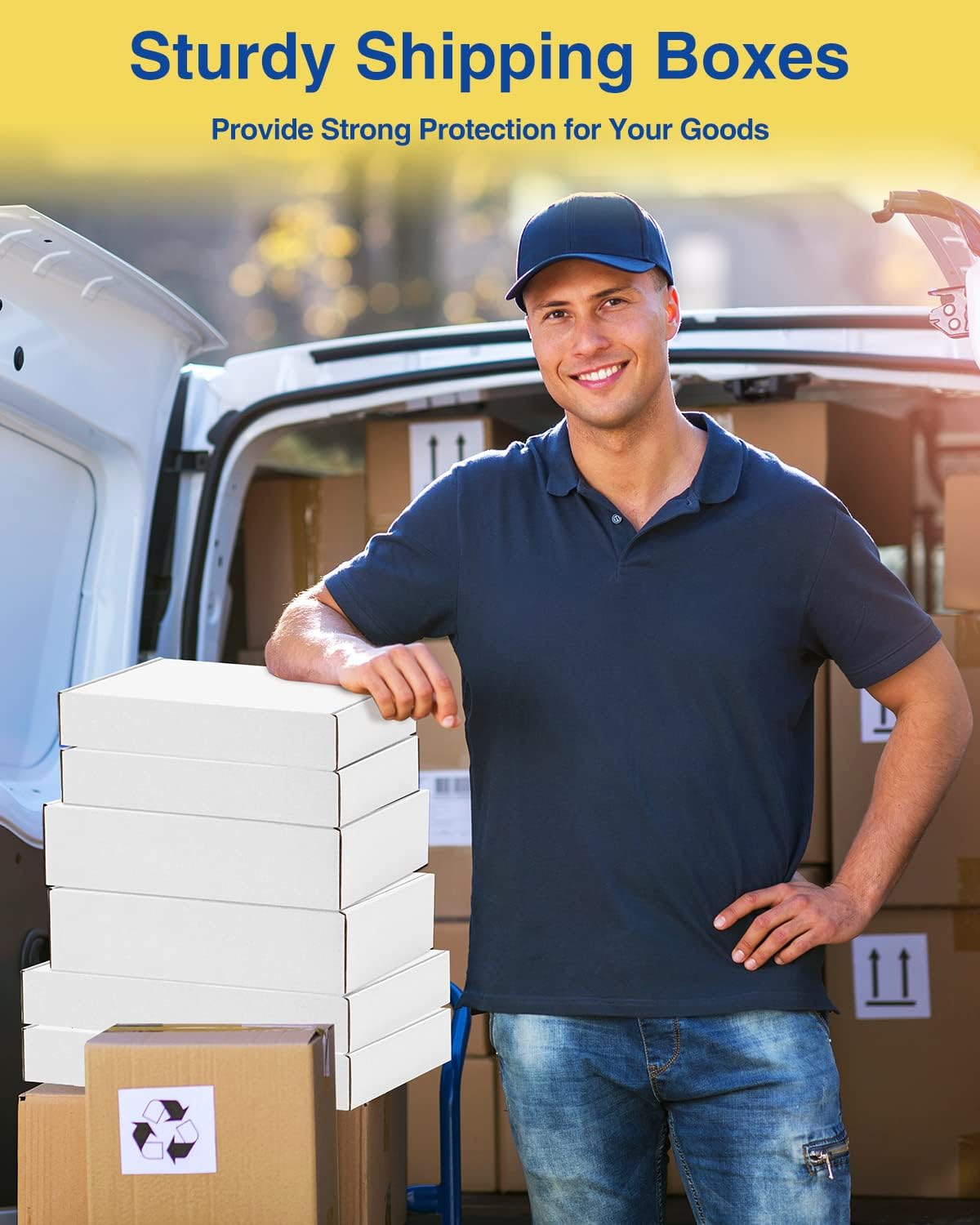 Poever Assorted-Sizes-Shipping-Boxes-45-Pack: 4x4x2 & 6x4x3 & 7x5x2 Small-Shipping-Boxes-Mailers, White Corrugated-Cardboard-Boxes-for-Packing-Small-Business Mailing - Image 6