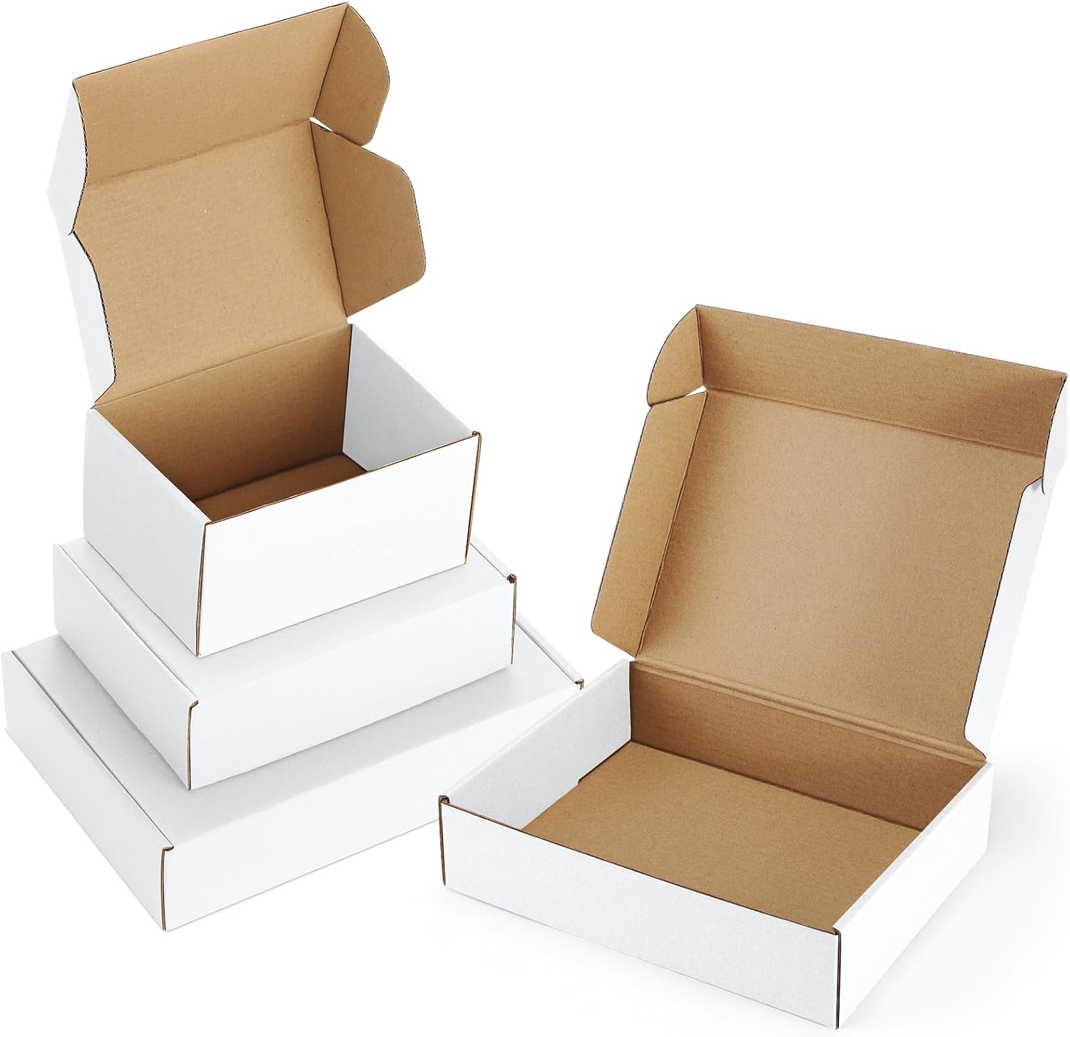 Poever Assorted-Sizes-Shipping-Boxes-45-Pack: 4x4x2 & 6x4x3 & 7x5x2 Small-Shipping-Boxes-Mailers, White Corrugated-Cardboard-Boxes-for-Packing-Small-Business Mailing - Image 7