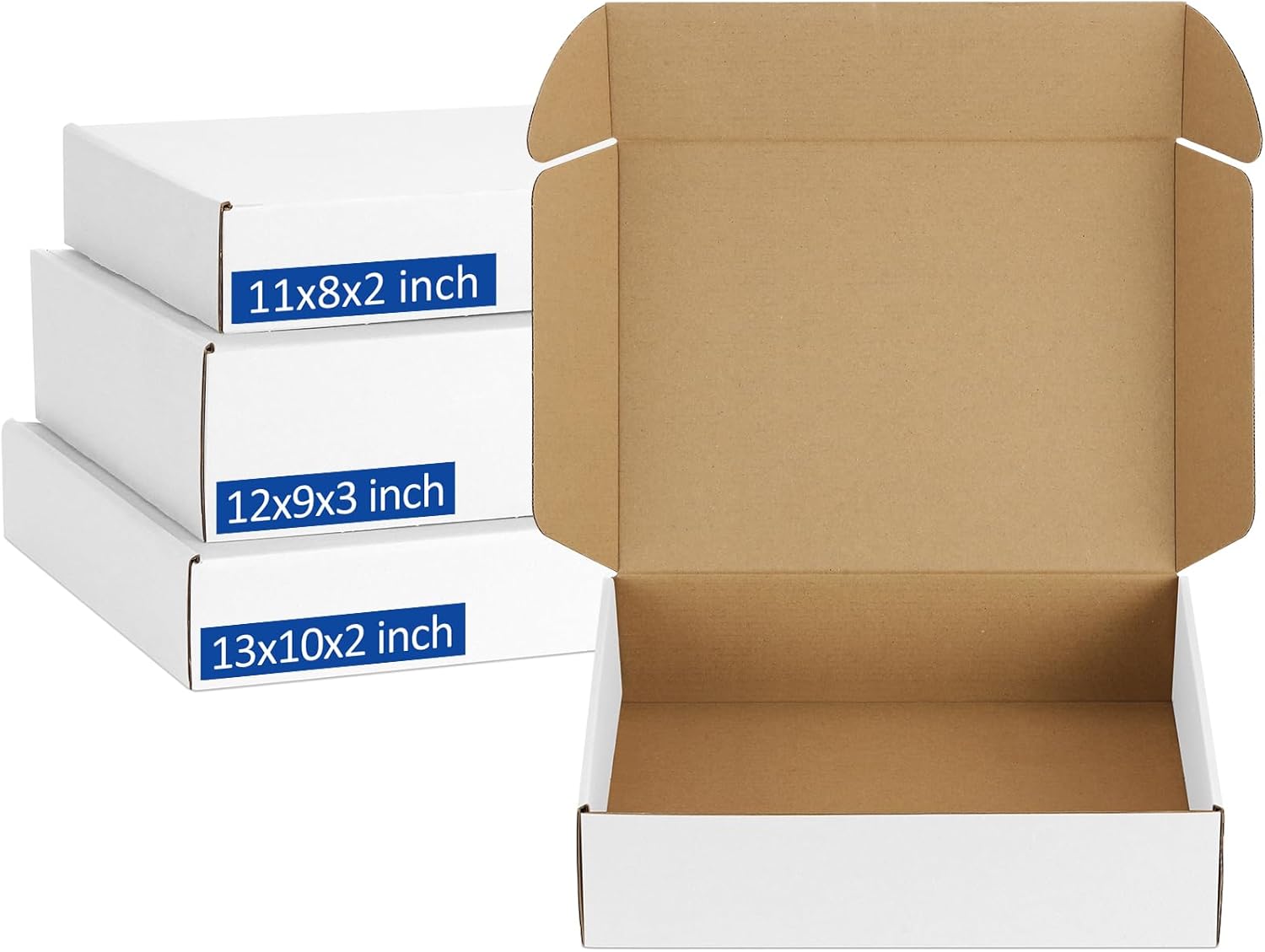 Poever Assorted-Sizes-Shipping-Boxes-45-Pack: 4x4x2 & 6x4x3 & 7x5x2 Small-Shipping-Boxes-Mailers, White Corrugated-Cardboard-Boxes-for-Packing-Small-Business Mailing - Image 9