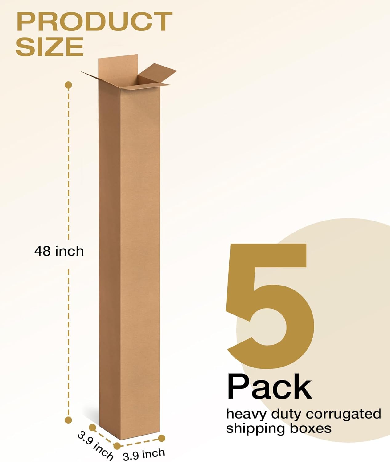 Alternative view of 5 Pack Golf Club Shipping Boxes, 48x4x4 Inch Tall Corrugated Cardboard Golf Club Box for Shipping Packaging Moving Mailing