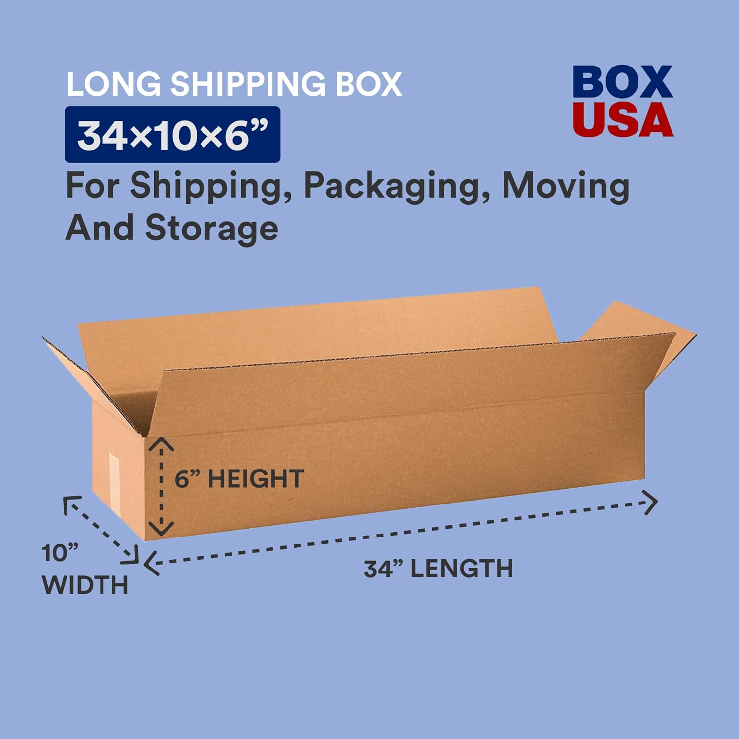 BOX USA Shipping Boxes 34"L x 10"W x 6"H 10-Pack Long Corrugated Boxes for Moving, Shipping, Mailing, Packing, Packaging and Storage