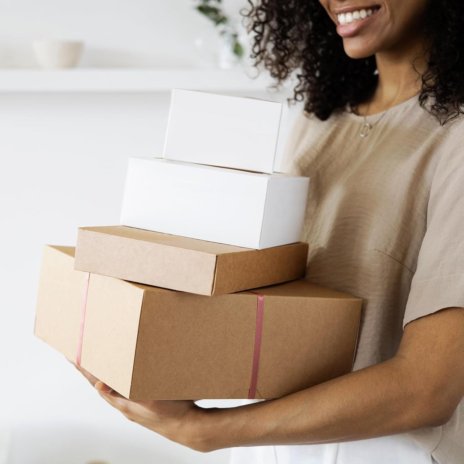 Famagic 12Pack 4x4x2 Small Shipping Boxes - Brown Corrugated Cardboard Mailer Boxes for Small Business, Mailing Boxes for Packaging, Bulk