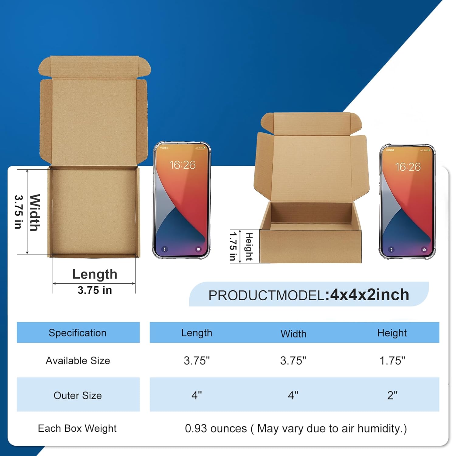 Alternative view of Famagic 12Pack 4x4x2 Small Shipping Boxes - Brown Corrugated Cardboard Mailer Boxes for Small Business, Mailing Boxes for Packaging, Bulk