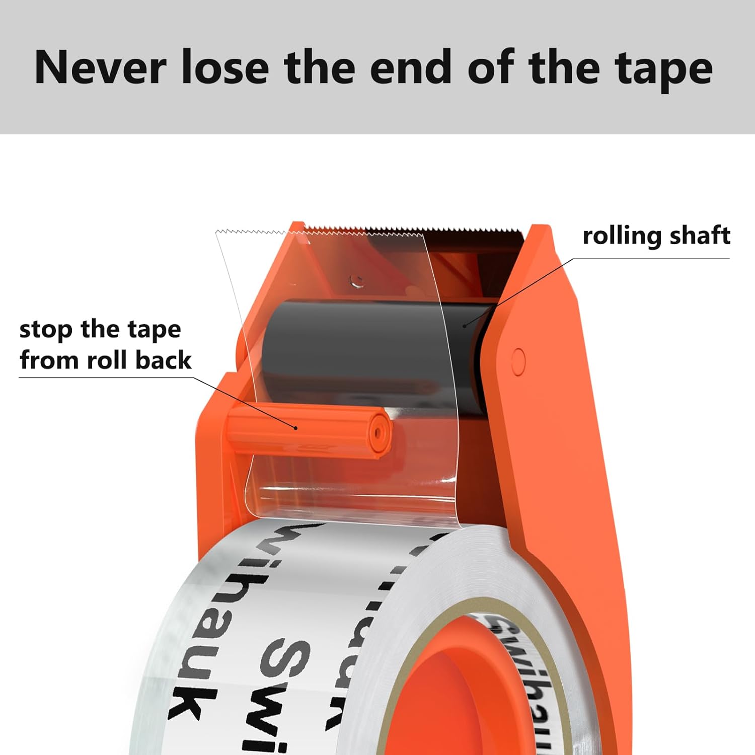 Alternative view of Swihauk 1.88 in x 66.6 YDs Heavy Duty Packing Tape with Dispenser, Strong & Durable Shipping Tape, Packaging Tape, Clear Package Tape for Shipping Moving Storage and Mailing, 1 Roll + 1 Dispenser