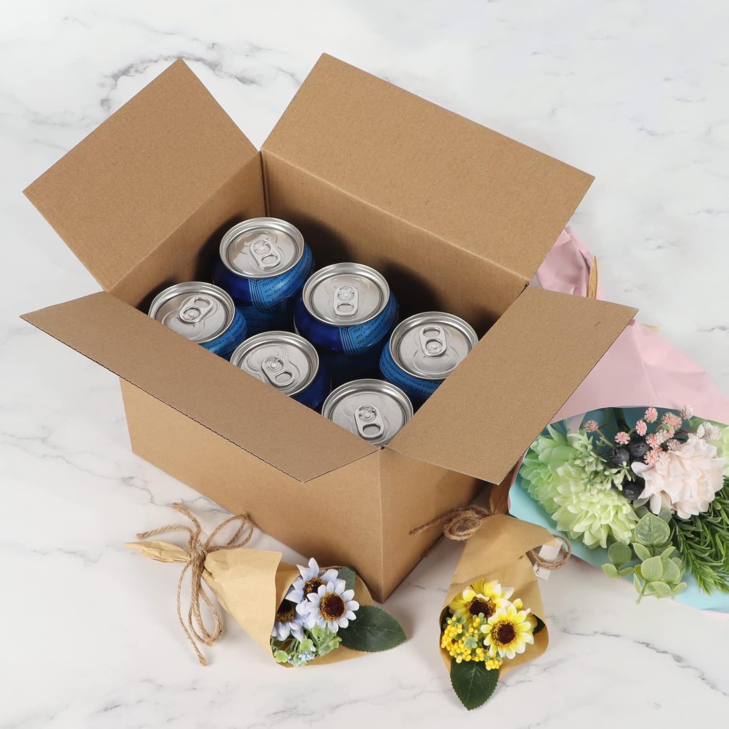 Edenseelake 40 Pack 8x6x6 inches Shipping Boxes Corrugated Cardboard Boxes for Packing, Moving, Mailing, Brown